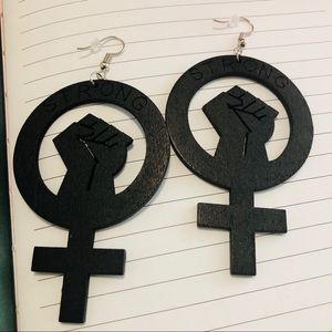 Jewelry - STRONG WOMAN GIRL POWER Wood Laser Carved Earrings Jewelry - STRONG WOMAN GIRL POWER Wood Laser Carved Earrings